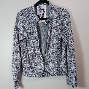 Fox Clothing Biker Jacket Black and White. 60% Cotton 40% Polyester